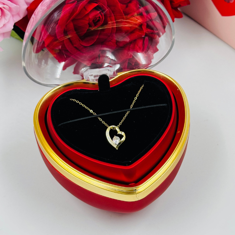 Coffret Cœur Magique — Rose Éternelle & Collier Cœur